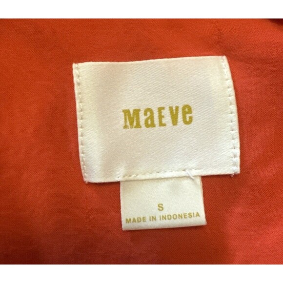 Anthropologie Maeve ORANGE Rayon Short Sleeve Shirt Button Down Pockets Sz S - Picture 7 of 11